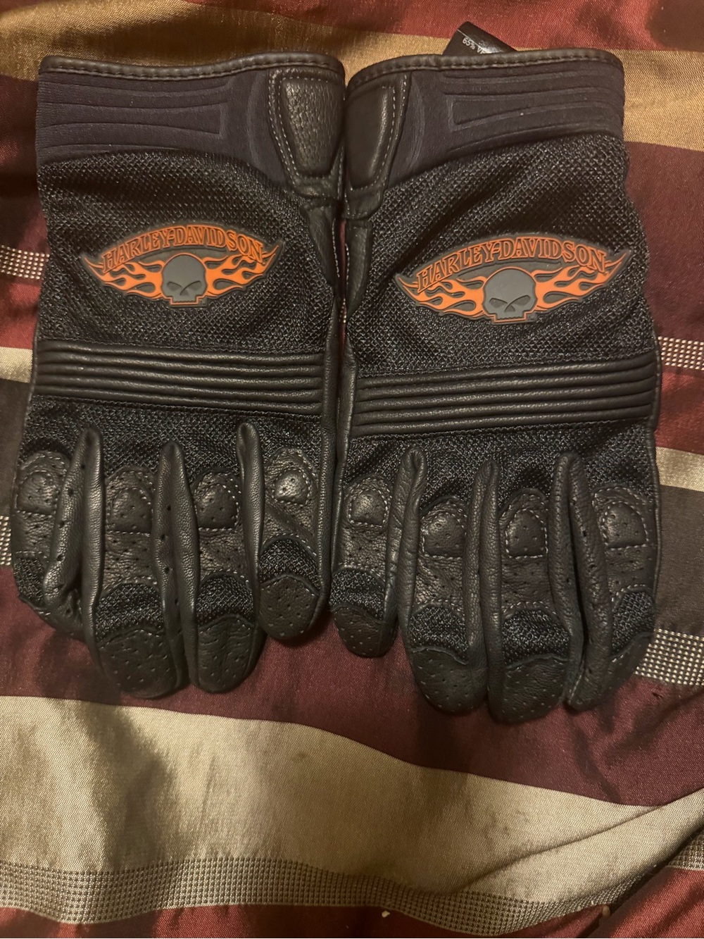 Harley-Davidson Black Gloves with Orange Flame Logo